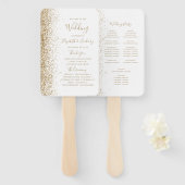 Wit Gouden Glitter Rand Trouwprogramma Handwaaier (Voorkant en achterkant)