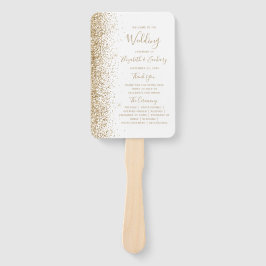 Wit Gouden Glitter Rand Trouwprogramma Handwaaier