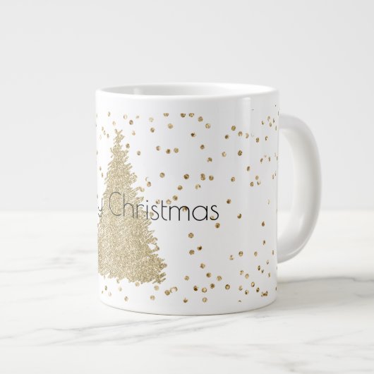 Wit Gouden Glitter Sparkle Kerstboom Grote Koffiekop (Voorkant rechts)