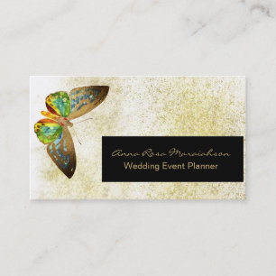 ** Wit Gouden Glitter Vergulde Vlinder Chic Girly Visitekaartje