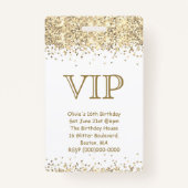 Wit & Gouden Glitter | VIP verjaardagsuitnodiging Badge (Voorkant)
