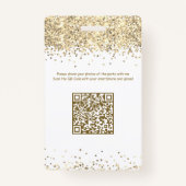 Wit & Gouden Glitter | VIP verjaardagsuitnodiging Badge (Achterkant)