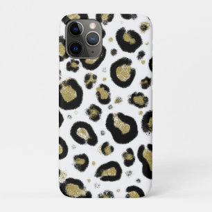 Wit Gouden Glitter & Zwarte Luipaard Jachtluipaard Case-Mate iPhone Case