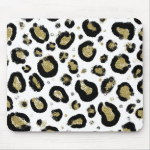 Wit Gouden Glitter & Zwarte Luipaard Jachtluipaard Muismat
