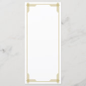Wit gouden Great Gatsby Art Deco bruiloftsmenu kaa Menu (Achterkant)