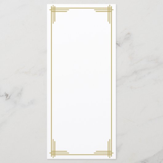 Wit gouden Great Gatsby Art Deco bruiloftsmenu kaa Menu (Achterkant)