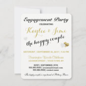 Wit & Gouden Hart Polka Dot Vrijgezellenfeest Part Kaart (Achterkant)