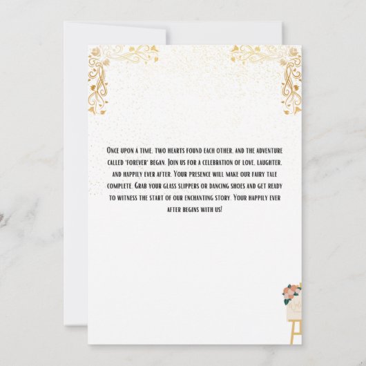 Wit & Gouden Huwelijk Kaart (Achterkant)