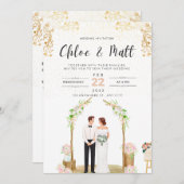 Wit & Gouden Huwelijk Kaart (Voorkant / Achterkant)