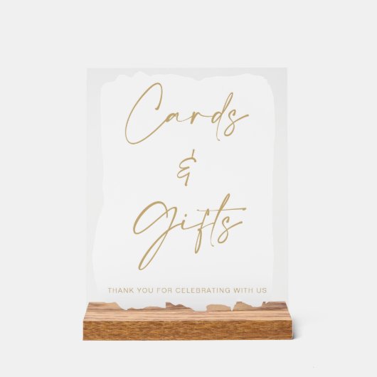 Wit Gouden Huwelijkskaarten en Giftentafel Acryl Bord (Voorkant)