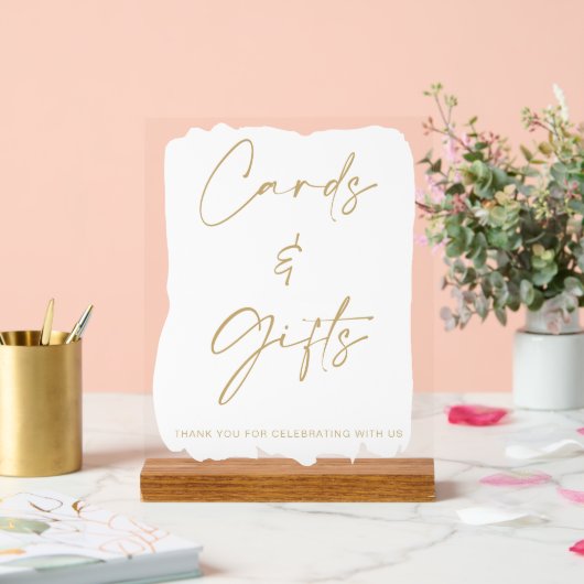 Wit Gouden Huwelijkskaarten en Giftentafel Acryl Bord (Huwelijk)