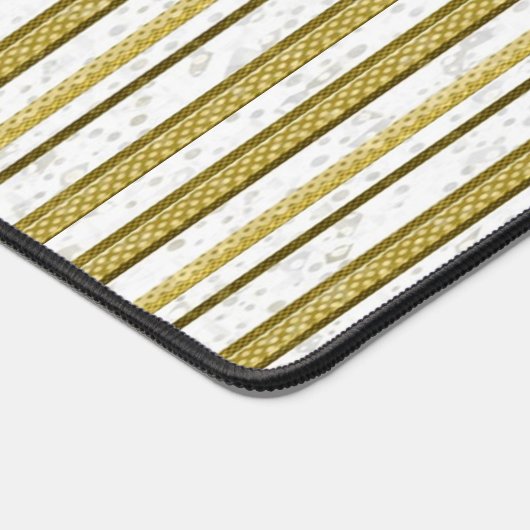 Wit gouden kanten strepen patroon bureaumat (Hoek)