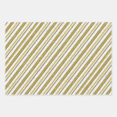 Wit gouden kanten strepen patroon inpakpapier vel (Voorkant 2)