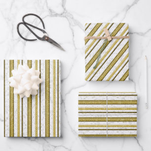 Wit gouden kanten strepen patroon inpakpapier vel