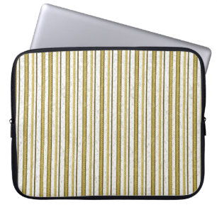 Wit gouden kanten strepen patroon laptop sleeve