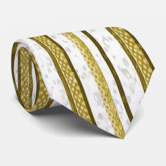 Wit gouden kanten strepen patroon stropdas (Opgerold)