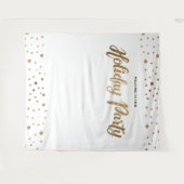 Wit Gouden Kerstbedrijf Vakantie Achtergrond Wandkleed (Voorkant (horizontaal))