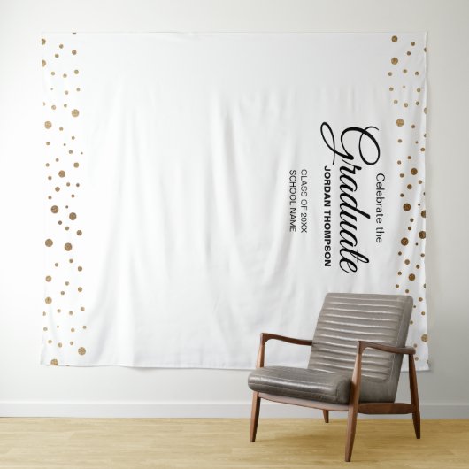 Wit gouden klasfoto afstudeer achtergrond wandkleed (In Situ (horizontaal))