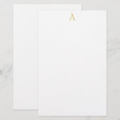 Wit Gouden Kleur Monogram Professioneel Briefpapier (Voorkant / Achterkant)