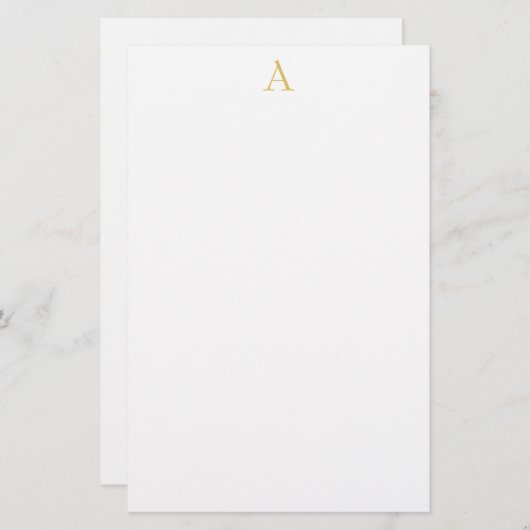 Wit Gouden Kleur Monogram Professioneel Briefpapier (Voorkant / Achterkant)