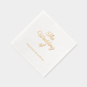 Wit gouden luxe bruiloftschrift folie servetten (Rechts)