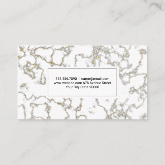 Wit gouden marmer | Makelaar Visitekaartje (Achterkant)