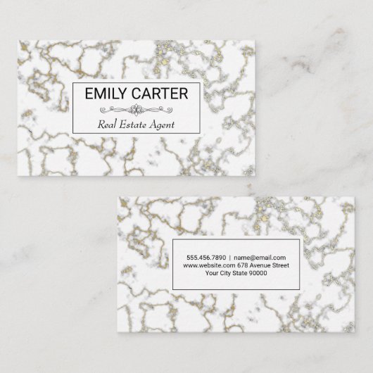 Wit gouden marmer | Makelaar Visitekaartje (Voorkant / Achterkant)