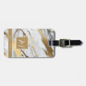 Wit Gouden Marmeren Achtergrond Bagage Label (Voorkant horizontaal)