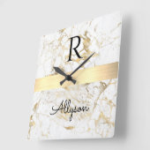 Wit & gouden marmeren gouden staaf, zwarte naammon vierkante klok (Hoek)