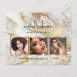Wit Gouden Marmeren Make-up Artiest Foto Elegante  Flyer