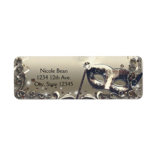 Wit Gouden Maskerade Masker Elegant Bal Feest Etiket (Voorkant)