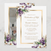 Wit Gouden Orchidee Bloemenfoto Viering van het Le Kaart (Voorkant / Achterkant)