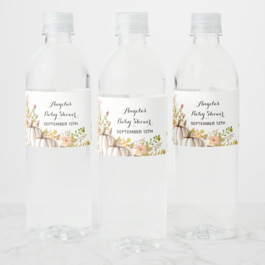 wit & gouden pompoen Waterverf Waterflesetiket Waterfles Etiket (Flessen)