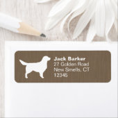 Wit Gouden Retriever Hond Silhouet Adres Etiket (Insitu)