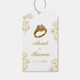 Wit Gouden Ring Verloving Dank u Cadeau Labels Cadeaulabel