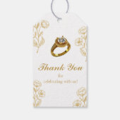 Wit Gouden Ring Verloving Dank u Cadeau Labels Cadeaulabel (Achterkant)