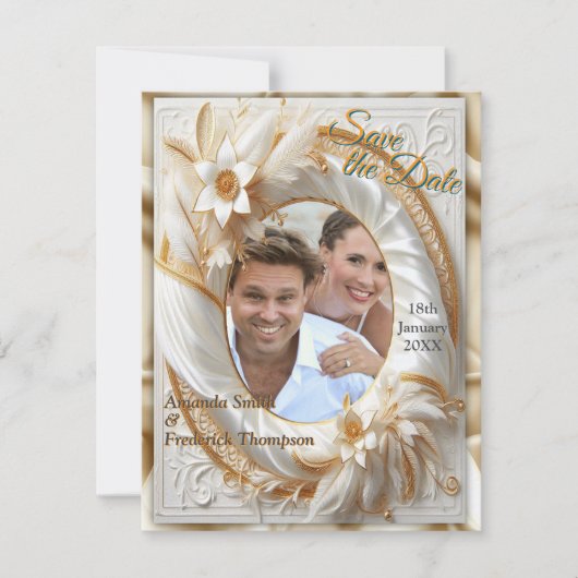 Wit Gouden Rozen, Champagne Zijde & Vlinders Aankondiging (Voorkant)