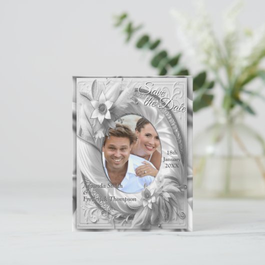 Wit Gouden Rozen, Champagne Zijde & Vlinders Aankondiging (Staand voorkant)