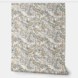 Wit Gouden Rozen, Champagne Zijde & Vlinders Behang