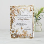 Wit Gouden Rozen, Champagne Zijde & Vlinders Kaart (Staand voorkant)