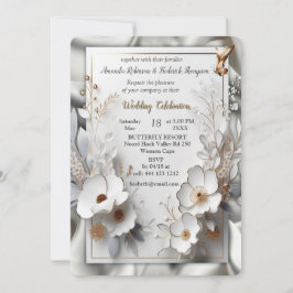 Wit Gouden Rozen, Champagne Zijde & Vlinders Kaart