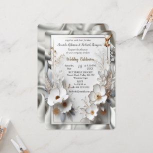 Wit Gouden Rozen, Champagne Zijde & Vlinders Kaart