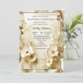 Wit Gouden Rozen, Champagne Zijde & Vlinders Kaart (Staand voorkant)