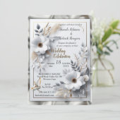 Wit Gouden Rozen, Champagne Zijde & Vlinders Kaart (Staand voorkant)