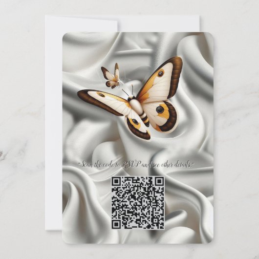 Wit Gouden Rozen, Champagne Zijde & Vlinders Kaart (Achterkant)