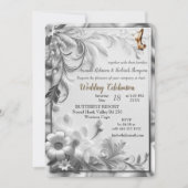 Wit Gouden Rozen, Champagne Zijde & Vlinders Kaart (Voorkant)