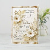 Wit Gouden Rozen, Champagne Zijde & Vlinders Kaart (Staand voorkant)