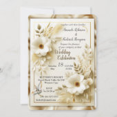 Wit Gouden Rozen, Champagne Zijde & Vlinders Kaart (Voorkant)