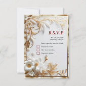Wit Gouden Rozen, Champagne Zijde & Vlinders RSVP Kaartje (Voorkant)