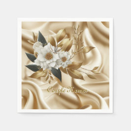 Wit Gouden Rozen, Champagne Zijde & Vlinders Servet